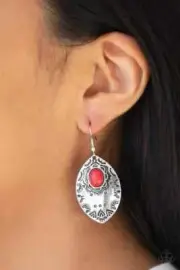 Paparazzi MOUNTAIN MONTAGE red earrings