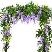 2Pcs 7Ft/Pcs Artificial Wisteria Vine, Flower Garland Wisteria Vine Rattan9962