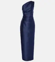 [Solace London] Solace London Kira one-shoulder twill maxi dress UK 6 blue