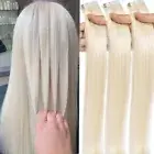 White 100% Invisible Tape In Real Remy Human Hair Extensions Skin Weft Full HEAD