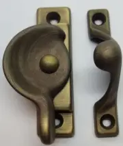 Decorative Solid Antique Brass Heavy Duty Spring Loaded Window Sash Lock Square