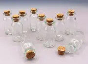 10 Pack - Mini 2" Clear Glass Jars Vial Bottles w Cork Stoppers