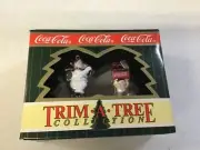 COCA COLA COMPANY UNICYCLE BEAR AND ELF CHRISTMAS ORNAMENT SET