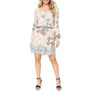 GIBSONLOOK Mixed Print Long Sleeve Dress