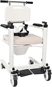 Medical Patient Lift Wheelchair for Home, Portable Patient Transfer Chair Wheelchair Lift Aid w/180° Split Seat, Bedside Commode w/Potty Home Shifter for Nursing Paralyzed Elderly, 265Lbs Transport
