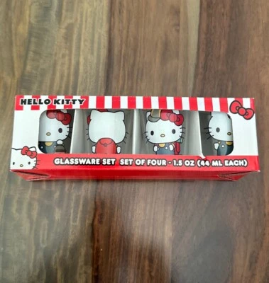 Silver Buffalo Sanrio Hello Kitty Shot Glasses Set Of 4 New In Box 1.5 Oz. Ea