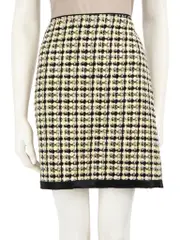 Checkered Wool Tweed Skirt