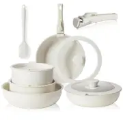 12 Pcs Pots and Pans Set, Nonstick Kitchen Cookware Sets Detachable Handle, I...