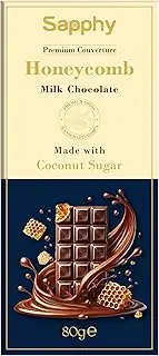 Sapphy Premium Honeycomb Milk Chocolate – 80g | Made with Coconut Sugar & Crunchy Honeycomb