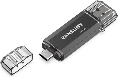 Vansuny 128GB USB C Flash Drive 2 in 1 OTG 3.0 + Type C 128GB, 1Pack