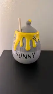 Disney Winnie The Pooh HUNNY Honey Pot Jar w/ Honey Comb 5" Tall New