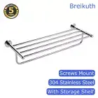 Bath Towel Shelf Storage Towel Rail Rack 304 Stainless Steel Chrome Screw Mount