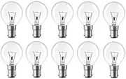 10 x 25W Clear Fancy Round Light Globes Bulbs B15 Small Bayonet Cap Incandescent
