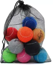 Tennis Balls 12Pk for Dogs W/ Mesh Bag, Colorful Pet Play Balls