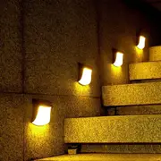 4pcs Solar Deck Lights IP65 Waterproof Solar Wall Lights Decorative Garden Lights -Warm White