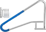 VEVOR Pool Rail 54x36 Pool Railing 304 Stainless Steel 250LBS Load Capacity Silver Rustproof Pool Handrail Humanized Swimming Pool Handrail with Blue Grip Cover & M8 Drill Bit & Self-Taping Screws