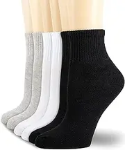 [NevEND] 6 Pairs Women's Men's Ankle Cotton Mini Crew Socks Athletic Running Sports with Thick Cushioned