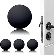 Door Stoppers Wall Protector Silicone Buffer Guard Doorknob Door Handle Bumper Self Adhesive Silencer Soft Rubber Crash Pad for Home Office (Round-Black)
