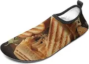 [BTCOWZRV] Water Shoes for Women Men Cheese Sandwiches Water Sports Shoes Slip-on Breathable Lightweight Athletic Aqua Sock
