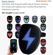 YINENIO Led Mask, Lighted Face Mask with Gesture Sensing, with Programmable App