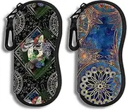 [Mydronix] 2 Pieces Soft Sunglasses Case,Neoprene Zipper Glasses Pouch,Portable Eyeglasses Bag with Hook for Women Men