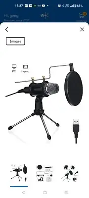 USB Computer Microphone, Enhanced Condenser (a18)