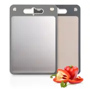 Chopping Board Double Sided Stainless Steel and Wheat Straw Cutting Board Double Sided Large Size