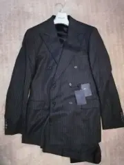 Prada Men's Wool NWT Suit Set Gray Pinstripe Two Piece Jacket Pants 42 R