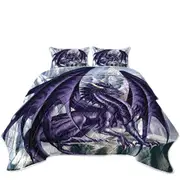 Hoarfrost Purple Dragon Drawing Coverlet