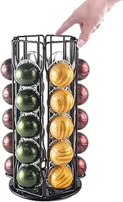 [SEVENLINE] Coffee Pod Holder – Compatible with Nespresso Vertuo Pods,Storage For 30 Pods Vertuoline Capsules Rotating Stand Carousel Organizer Rack (Black)