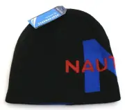 Nautica Reversible Black & Blue Knit Beanie Skull Cap Men's One Size NWT