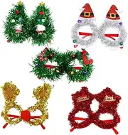 [CHILDWEET] 5pcs selfie props christmas party glasses decorate aldult clothing items christmas party eyeglasses felt glasses frames Christmas clothing child color bars flash decorations