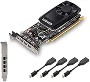 Nvidia Quadro P1000 Graphics Card 4GB GDDR5 4X Mini DisplayPort Low & High Profile PCIe Express Professional - Black - Includes 8 Display Cables - New OEM Box (Renewed)