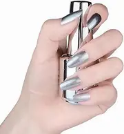 New Mirror DIY Metallic Nail Polish - Create Dazzling Nail Art 2023 with Chrome Gel and Unpeelable Gold Drawable Liner -18ml… (Silver)
