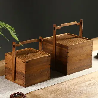 Amazon.co.jp: 2層茶道具 飯盒職人手作 竹製 手作 茶器 收納