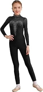 [Manyakai] Kids Girls Long Sleeve Full Body Unitard One Piece Gymnastics Leotard Dance Bodysuit Jumpsuit Dancewear