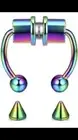 Rainbow Fake Septum Nose Ring Clip On Clicker Non-Piercing Magnetic Cool