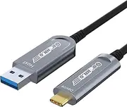 Fiber Optic USB A to USB C Cable 15M/50FT, 10Gbps High-Speed Long Distance Data Transfer USB 3.2 Extension Cable, AOC for VR/AR, Quest2, Webcam, Camera, Mini PC and More