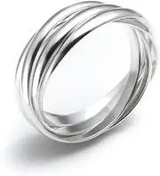 [Silverly] Russian Style Wedding Rings His and Hers - Interlocking Five Band Ring - Classic Multiband 925 Sterling Silver Rings for Women - Elegand Promise Bands - Gifts for Girlfriend or Boyfriend