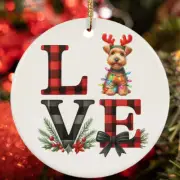 Love Welsh Terrier Dog Light Reindeer Antler Christmas Ornament Gift Tree Decor