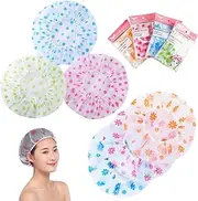 Xinghonyac 6 Pcs Shower Caps, Reusable Waterproof Shower Caps with Elastic Band for Facial Care, Bathing, Spa