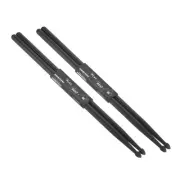 2 Pairs Nylon Drumstick 7A Plastic Anti Slip Handle Drum Stick Black, 16"