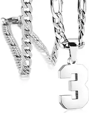 [ANMUXI] Personalized Charm, Silver-Plated Initials Number Necklace, Stainless Steel Chain Pendant for Men and Women