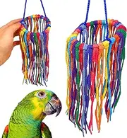 Bonka Bird Toys 51213 Large Aglet Heaven Cotton Shoelace Toy with 4" Ring and Plastic Aglets for Conures Caiques Amazons African Greys Parrot Enrichment