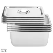 SOGA 4X Stainless Steel 1/3 Gastronorm GN Pan Full Size 20cm Deep Tray w/ Lid