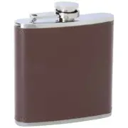 Small Flask 6oz Brown Leather Wrapped Hip Pocket Booze Smuggle Liquor Whiskey