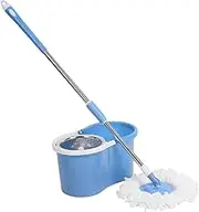 360°Easy Floor Mop Microfiber Spining Magic Spin Mop Bucket 2 Heads Rotating AU Delivery (Blue)
