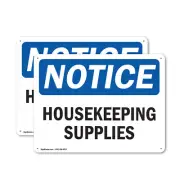 (2 Pack) Housekeeping Supplies OSHA Notice Sign Decal Metal Plastic
