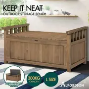 ALFORDSON Outdoor Storage Box Wooden Garden Bench Chest Tool Sheds Brown L