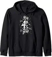 [STAR WARS] May The 4th Be With You Space Text Zip Hoodie